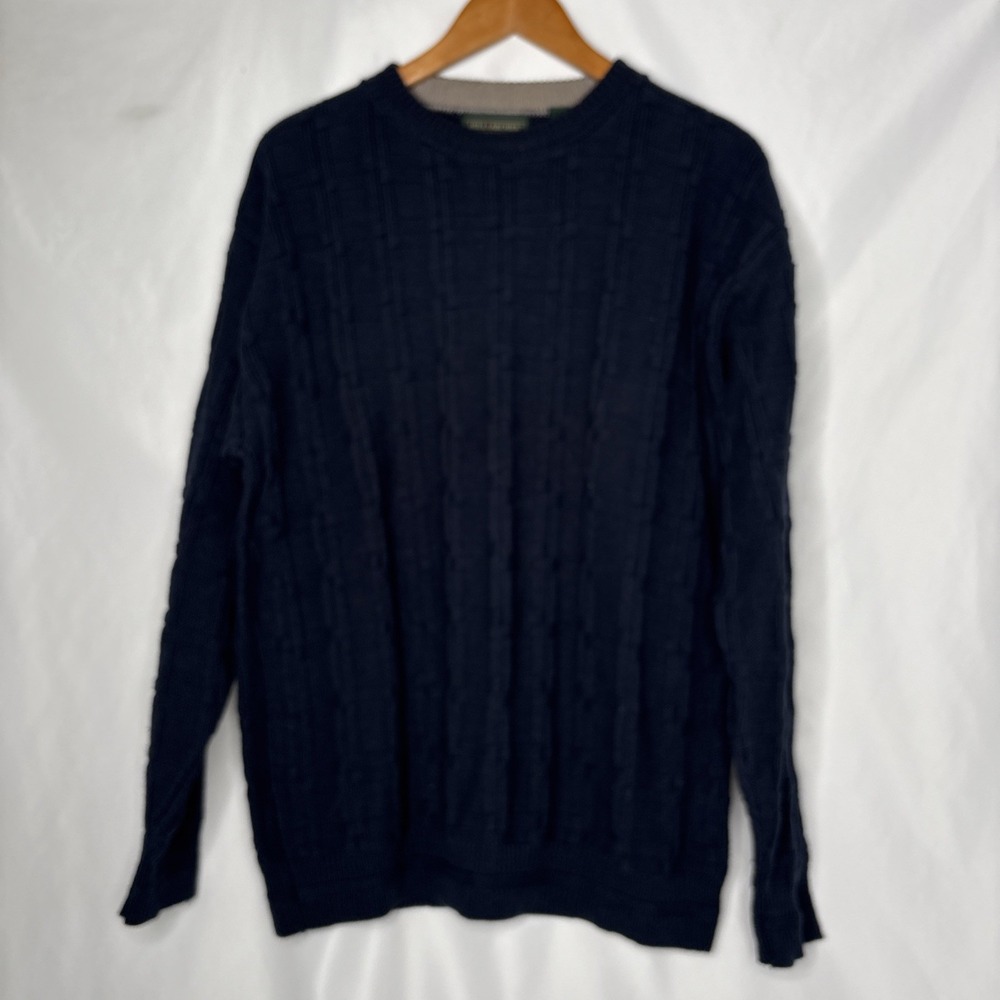 Vtg‎ Hill & Archer Mens M Navy Blue Knit Pullover Cotton Sweater